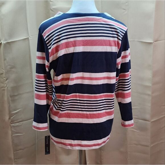 Hasting & Smith Pink and Blue Striped Casual Top Size Large - Picture 8 of 8